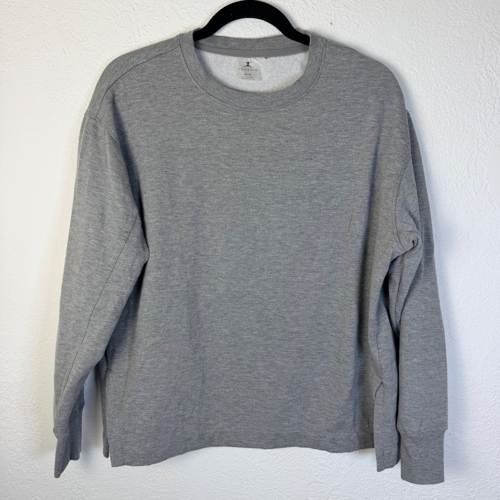 Danskin Womens M Heather Gray Crewneck Fleece Pullover Sweatshirt Cozy Basic